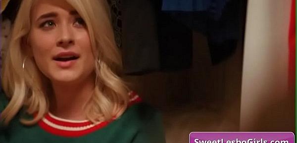 Naughty teen lesbian girls Elexis Monroe, Brandi Love getting kinky on Christmas